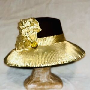 Elegant Gold and Brown Women's Dress Hat